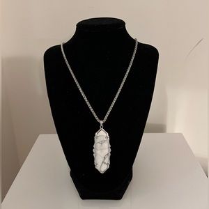 Kendra Scott Frances Necklace, Silver with Howlite Stone